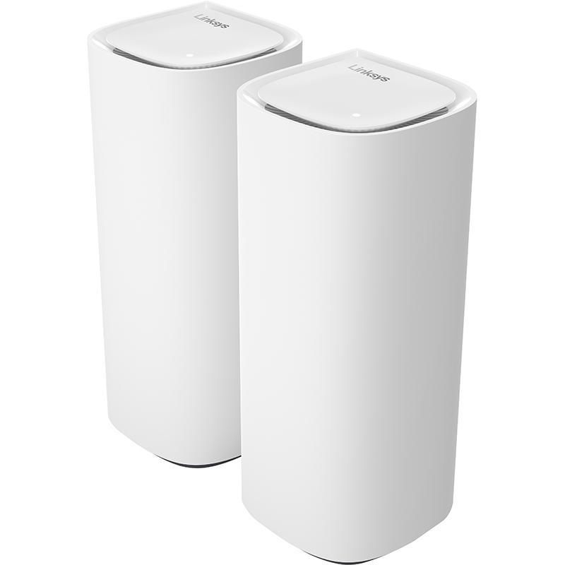 Linksys Velop Pro 7 (2-Pack) Whole Home Mesh Wi-Fi, up to 11000 Mbps, up to 400 Devices, Tri-Band (2.4 GHz/5 GHz/6 GHz), Wi-Fi 7 (802.11b/g/n/ax/be), 5 Port (GbE), White