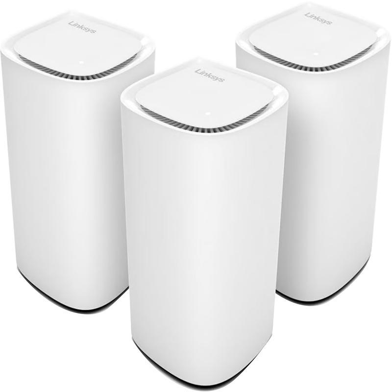 Linksys Velop Pro 7 (3-Pack) Whole Home Mesh Wi-Fi, up to 11000 Mbps, up to 600 Devices, Tri-Band (2.4 GHz/5 GHz/6 GHz), Wi-Fi 7 (802.11b/g/n/ax/be), 5 Port (GbE), White