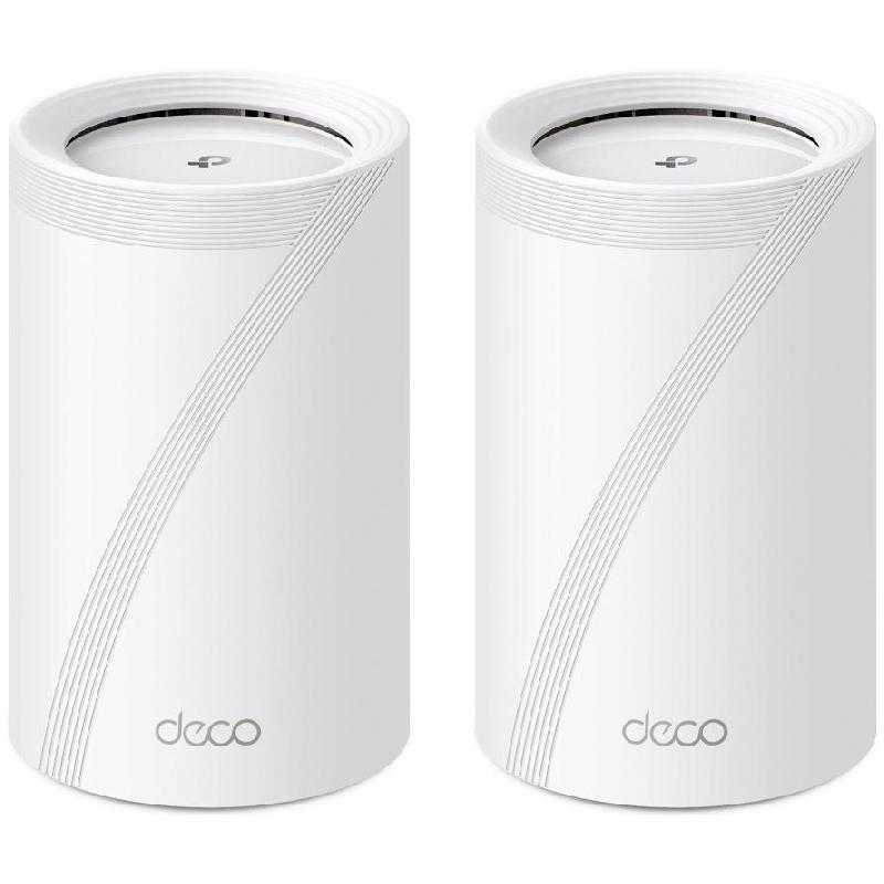 TP-Link Deco BE65 (2-pack) Whole Home Mesh Wi-Fi, up to 9300 Mbps, Tri-Band (2.4 GHz/5 GHz/6 GHz), Wi-Fi 7 (802.11b/g/n/ax/be), 4 Port (2.5 Gbps WAN/LAN Auto-sensing), White
