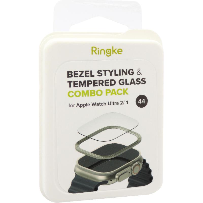 RINGKE Bezel Styling Smartwatch Screen Protector, Tempered Glass + Premium Steel Case, for Apple Watch Ultra 2/Watch Ultra