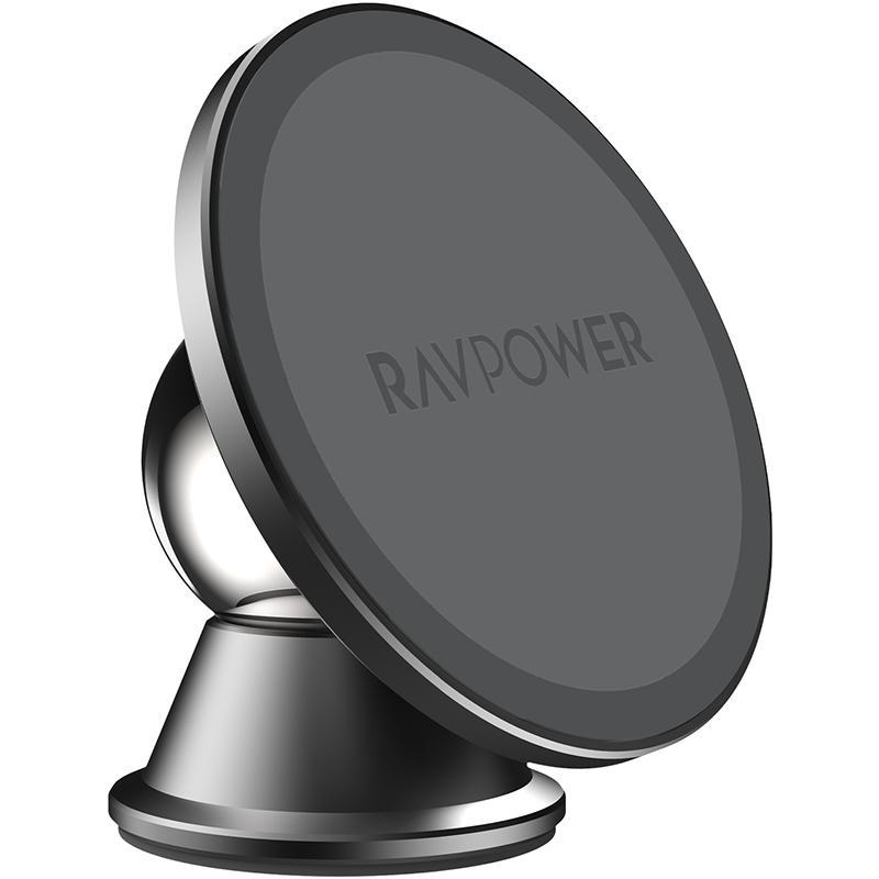 RAVPower Car Dash Rotating Magnetic Mount Smartphone Car Accessory, Universal, for Most Devices, Black