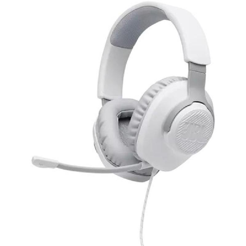 JBL Quantum 100 Over-Ear Headphones, Wired, 3.5 mm Connector, Detachable Microphone, White