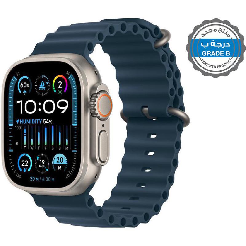 Renewed Grade B Apple Watch Ultra 2, GPS + Cellular, eSIM Supported, Natural Titanium Case/Blue Ocean Band