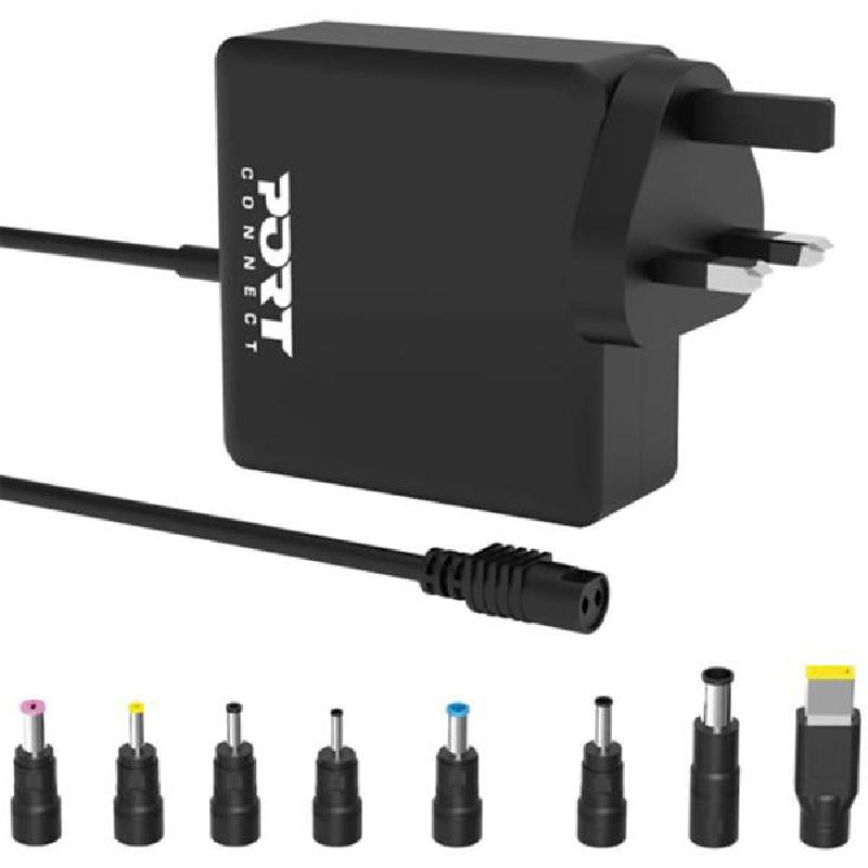 Port Designs Universal Laptop Charger, 65 Watts, Black