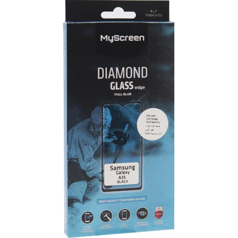 MyScreenPROTECTOR DIAMOND GLASS edge Smartphone Screen Protector, for Samsung Galaxy A35 5G, Full Glue, Black