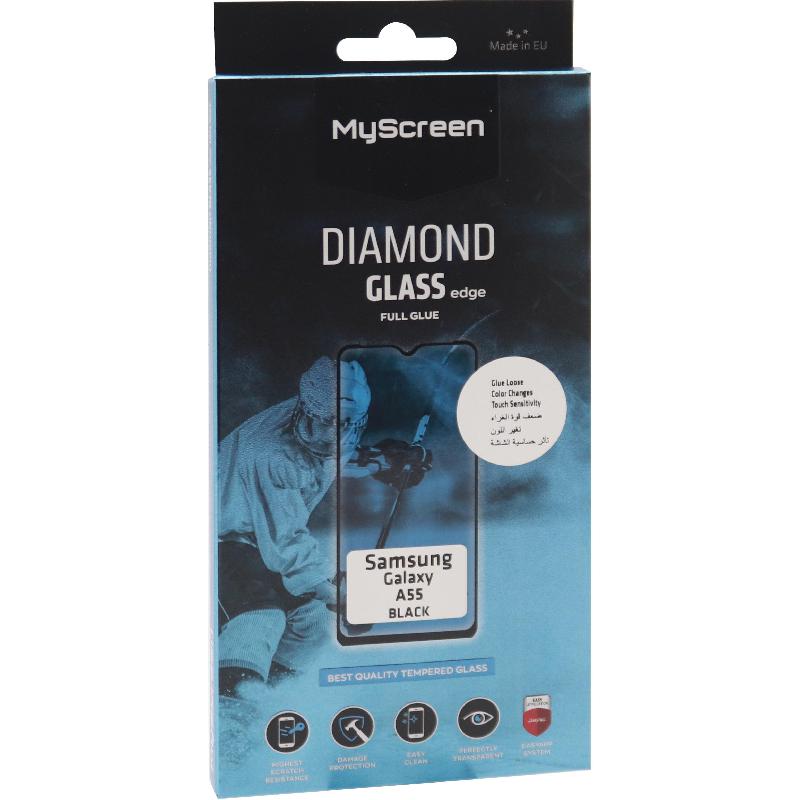 MyScreenPROTECTOR DIAMOND GLASS edge Smartphone Screen Protector, for Samsung Galaxy A55 5G, Full Glue, Black