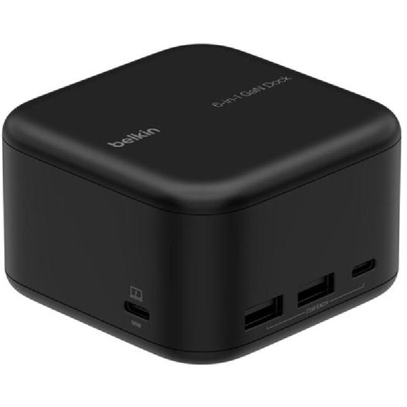Belkin Connect USB-C 6-in-1 Multi-port Station, USB-C, 6 Port (HDMI 2.0/2X USB-A 3.2/2X USB-C (PD 3.0/3.2)/RJ-45), Black