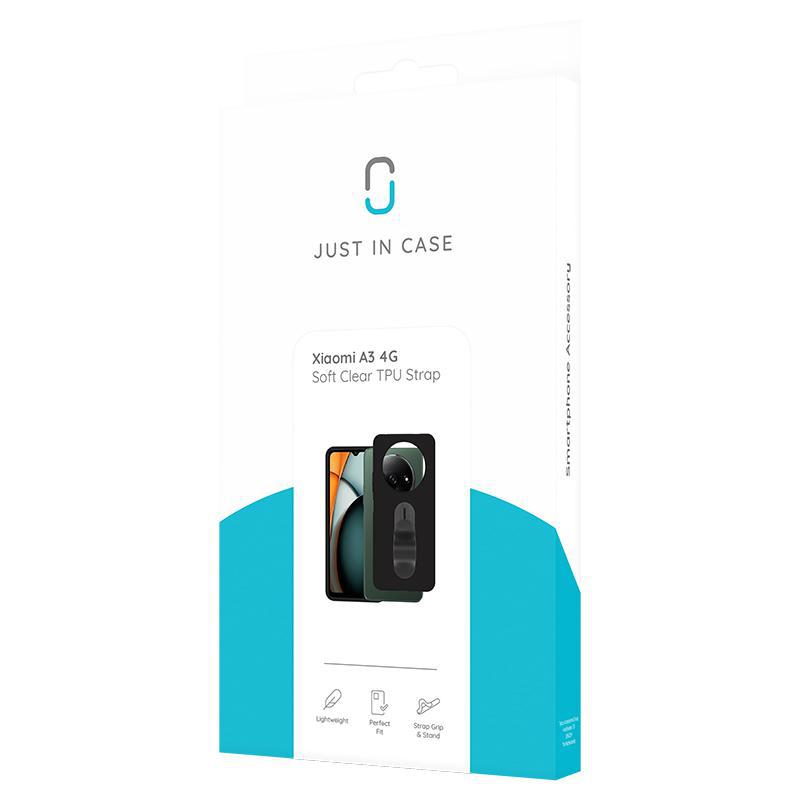 Just in Case Soft Back Cover Mobile Case with Strap, for Xiaomi Redmi A3 4G, Black