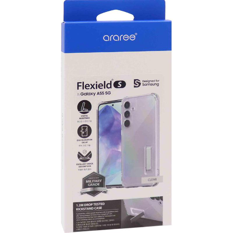 Araree Flexield S Back Cover Mobile Case with Stand, for Samsung Galaxy A55 5G, Clear