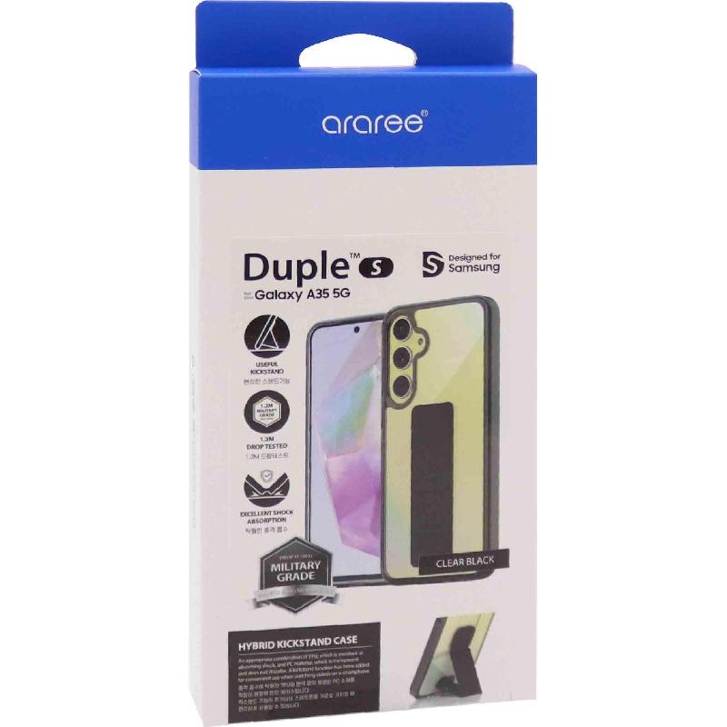 Araree Duple S Back Cover Mobile Case with Stand, for Samsung Galaxy A35 5G, Clear/Black