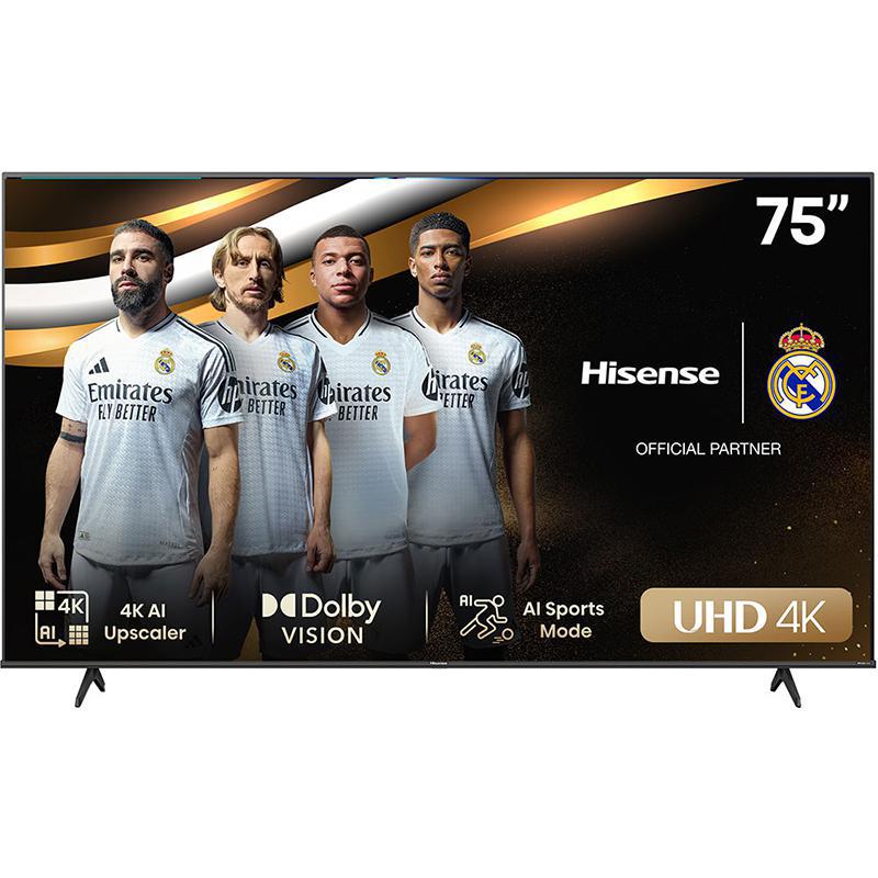 Hisense 75" Smart TV, 4K LED, 60 Hz, Black, 75A6K
