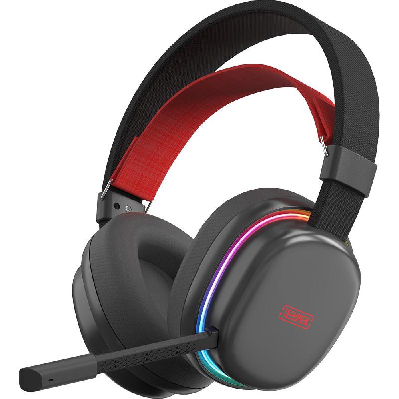 Techpick HP913B Gaming Headset, Wireless, USB-C, Detachable Microphone, Black