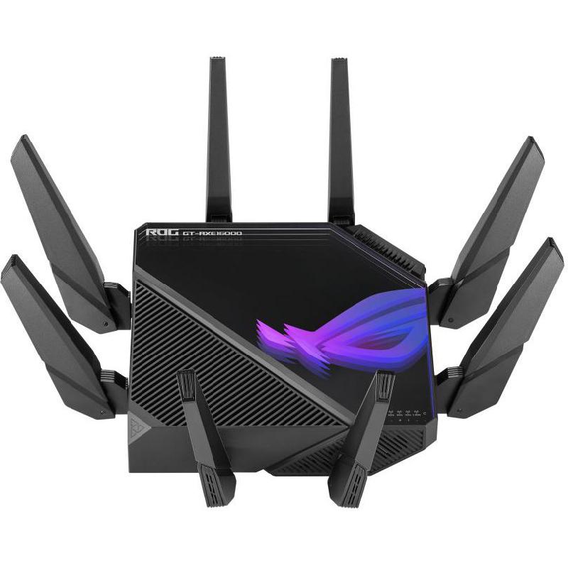 Asus ROG Rapture GT-AXE16000 Gaming Router, up to 16000 Mbps (6 GHz/5 GHz-1/2: up to 4804 Mbps/2.4 GHz: up to 1148 Mbps), Quad-Band (2.4 GHz/5 GHz-1/5 GHz-2/6 GHz), Black