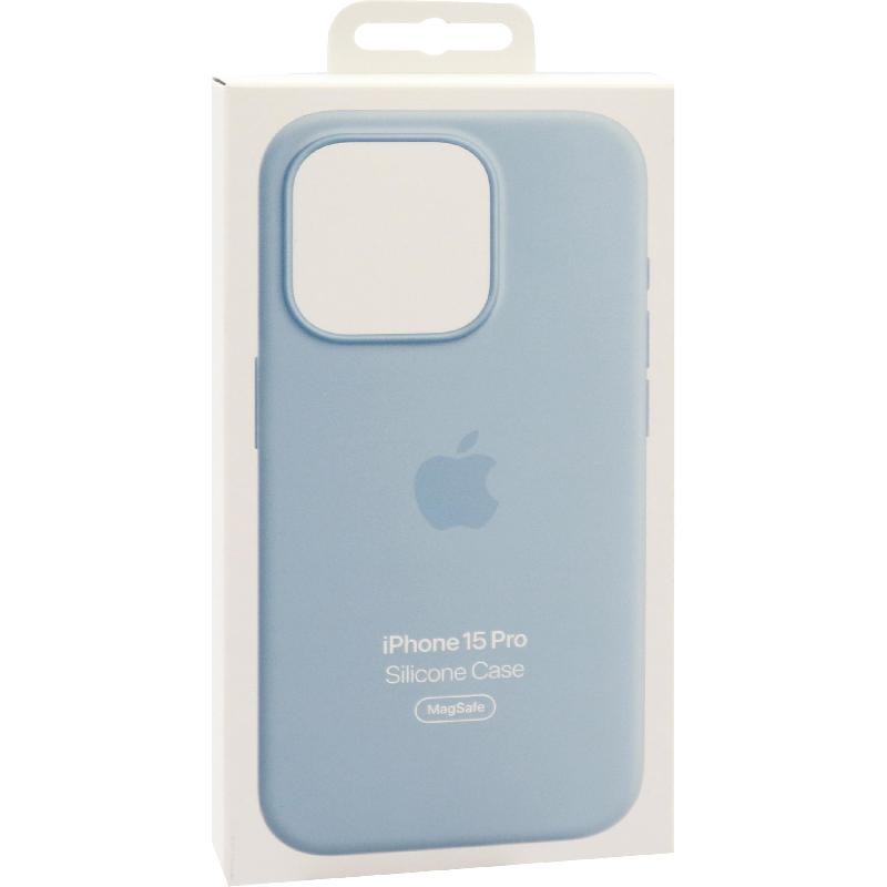 Apple Silicone Back Cover Mobile Case with MagSafe, for iPhone 15 Pro, Light Blue