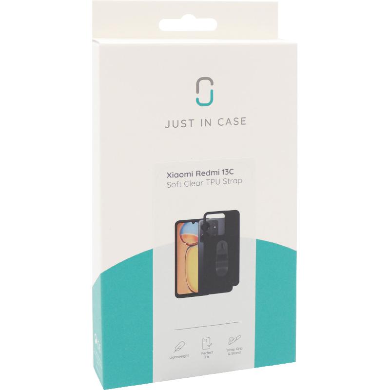Just in Case Soft TPU Back Cover Mobile Case with Strap, for Xiaomi Redmi 13C, Black