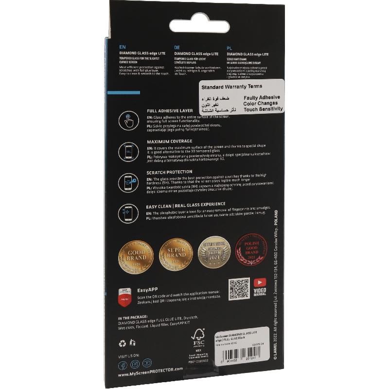 MyScreenPROTECTOR DIAMOND GLASS edge Lite Smartphone Screen Protector, Full Glue, Black, for Realme Note 50 4G — 2