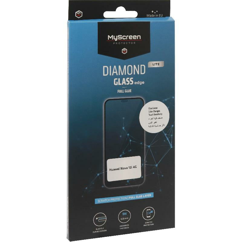 MyScreenPROTECTOR DIAMOND GLASS edge Lite Smartphone Screen Protector, for Huawei nova 12i 4G, Full Glue, Black