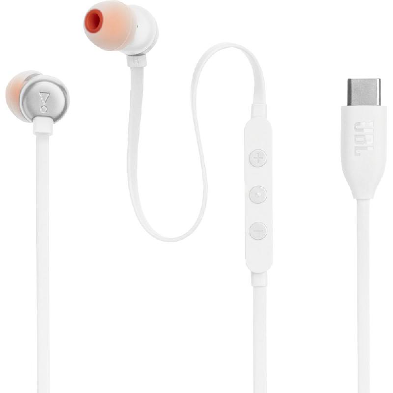 JBL Tune 310C In-Ear Earphones, Wired, USB-C, In-line Microphone, White