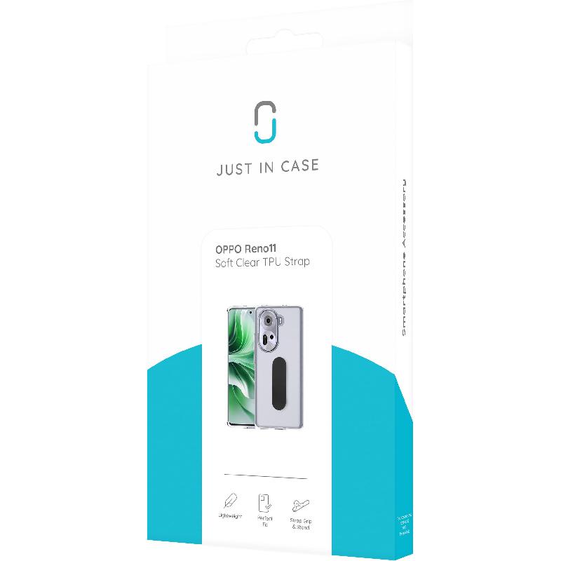 Just in Case Soft TPU Back Cover Mobile Case with Strap, for OPPO Reno11 5G, Clear — 3