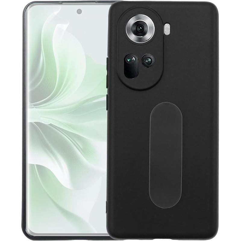 Soft TPU Back Cover Mobile Case with Strap, for OPPO Reno11 5G, Black