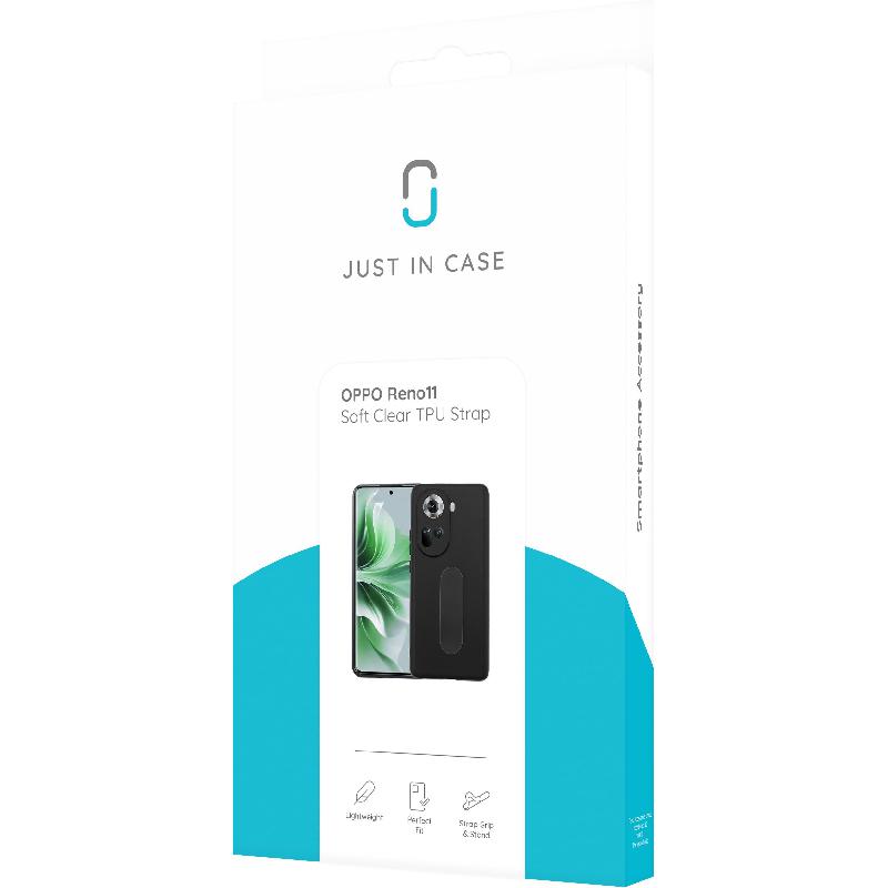 Just in Case Soft TPU Back Cover Mobile Case with Strap, for OPPO Reno11 5G, Black — 3