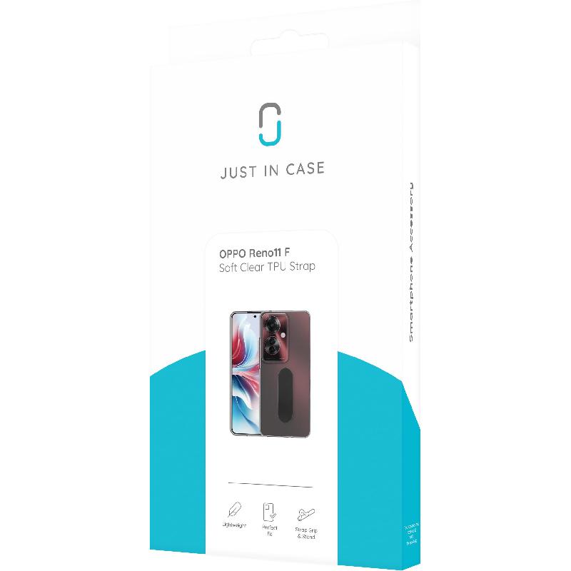 Just in Case Soft TPU Back Cover Mobile Case with Strap, for OPPO Reno11 F 5G, Clear — 3