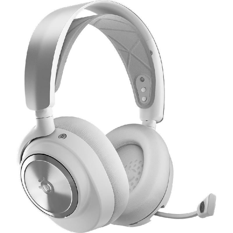 SteelSeries Arctis Nova Pro X with Wireless Base Station Gaming Headset, Noise Cancelling Microphone, Bluetooth/Wireless, USB, Retractable Microphone, White