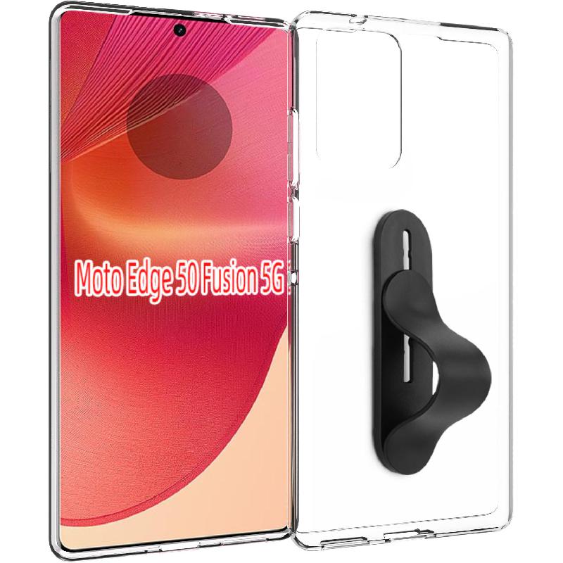 Just in Case Soft TPU Back Cover Mobile Case with Strap, for Motorola edge 50 fusion 5G, Clear
