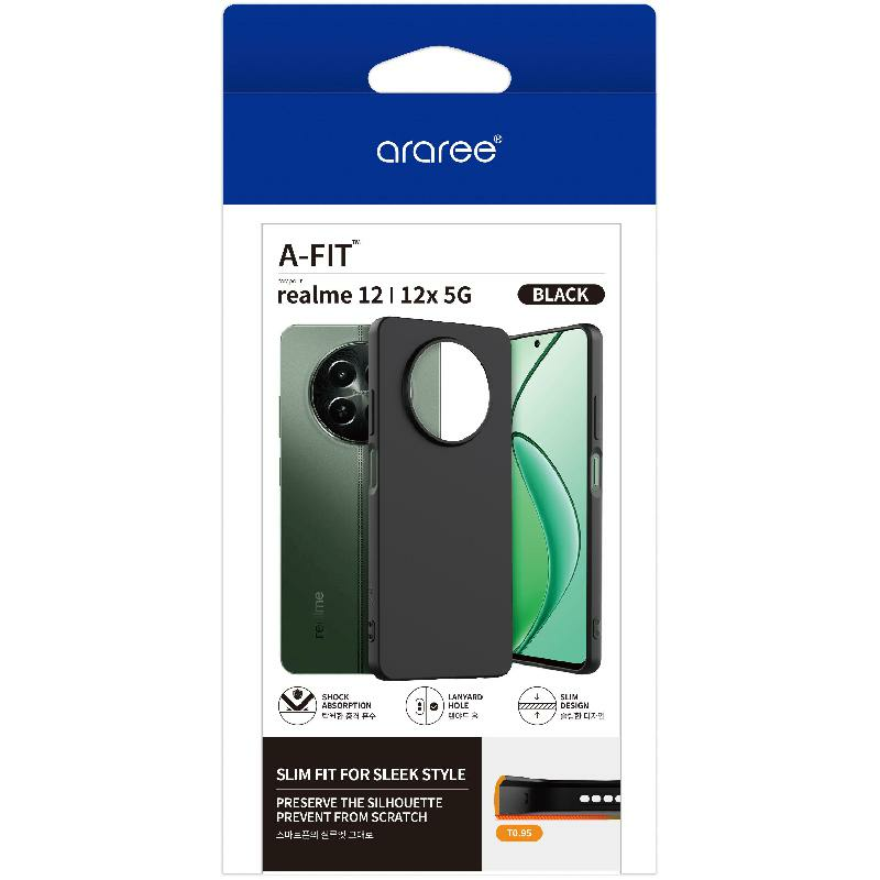 Araree A-Fit Back Cover Mobile Case, for Realme 12X 5G, Black — 2