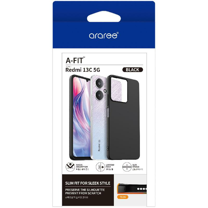 Araree A-Fit Back Cover Mobile Case, for Xiaomi Redmi 13C 5G, Black — 2