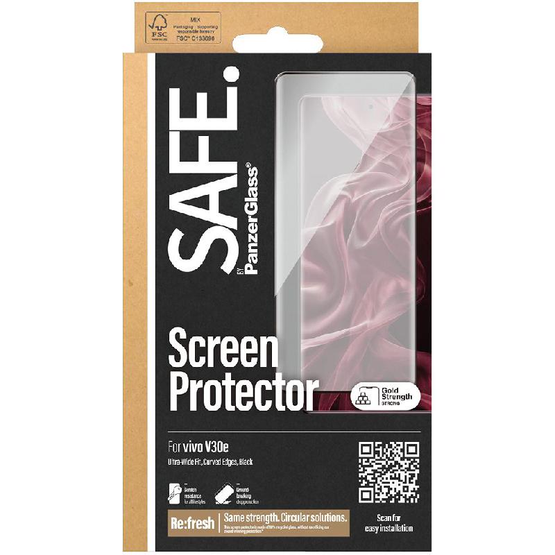 PanzerGlass SAFE Case Friendly Smartphone Screen Protector, Tempered Glass, Edge-to-Edge, Black, for vivo V30e 5G — 2