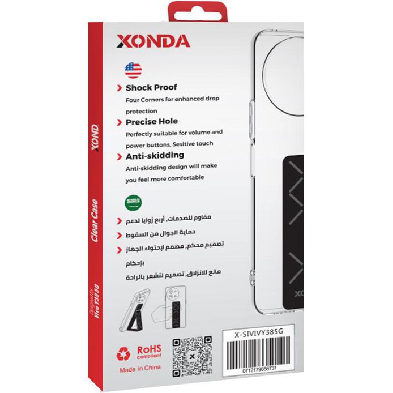 Xonda Back Cover Mobile Case with Strap, for vivo Y38 5G, Clear — 3