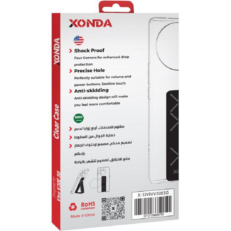 Xonda Back Cover Mobile Case with Strap, for vivo V30e 5G, Clear — 3