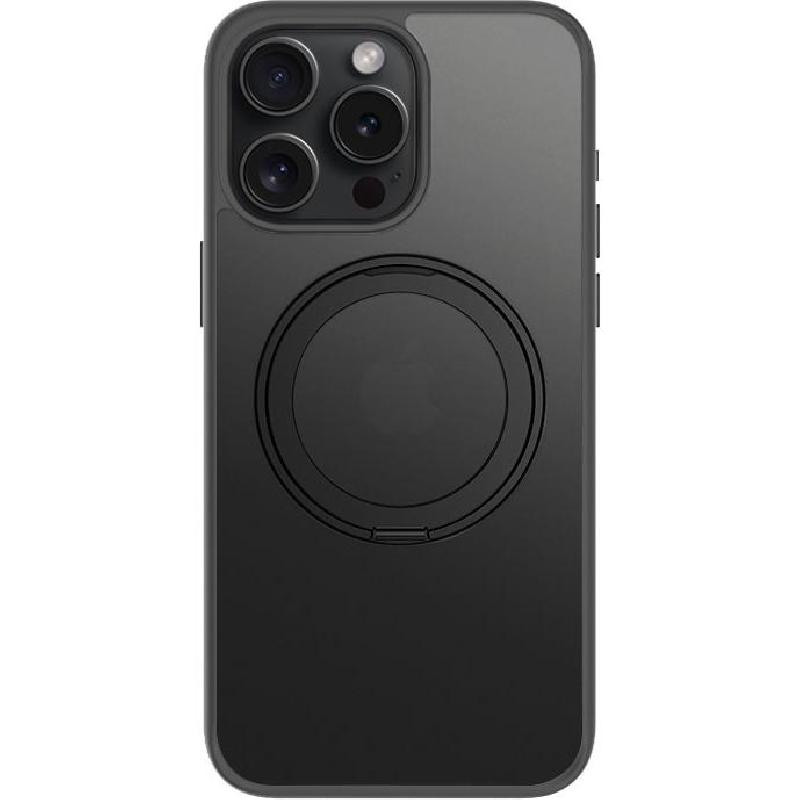 Alot KICK Stand Back Cover Mobile Case with Stand, for iPhone 15 Pro Max, Transparent Black