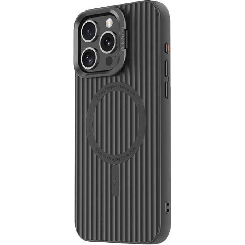 Alot Metal Camera Stand Back Cover Mobile Case with Stand, for iPhone 15 Pro Max, Black