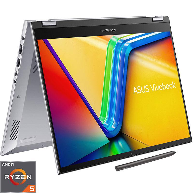 Asus Vivobook Flip 2-in-1 Laptop - Convertible, 14", AMD Ryzen 5, 8 GB RAM, 512 GB PCIe NVMe M.2 SSD, Windows 11 Home, AMD Radeon, Foldable (with Stylus)