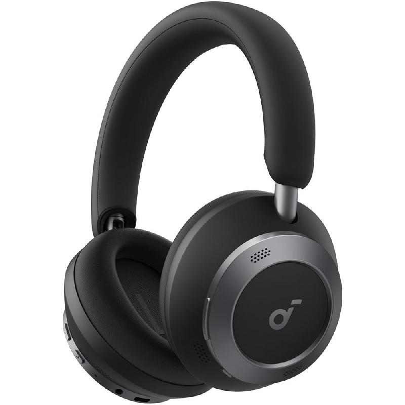 Anker Soundcore Space One Pro On-Ear Headphones, Adaptive Noise Cancelling, Bluetooth, USB-C (Charging), Built-in Microphone, Obsidian Black