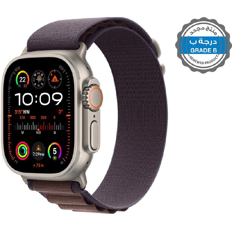 Renewed Grade B Apple Watch Ultra 2, GPS + Cellular, eSIM Supported, Natural Titanium Case/Indigo Alpine Loop - Large