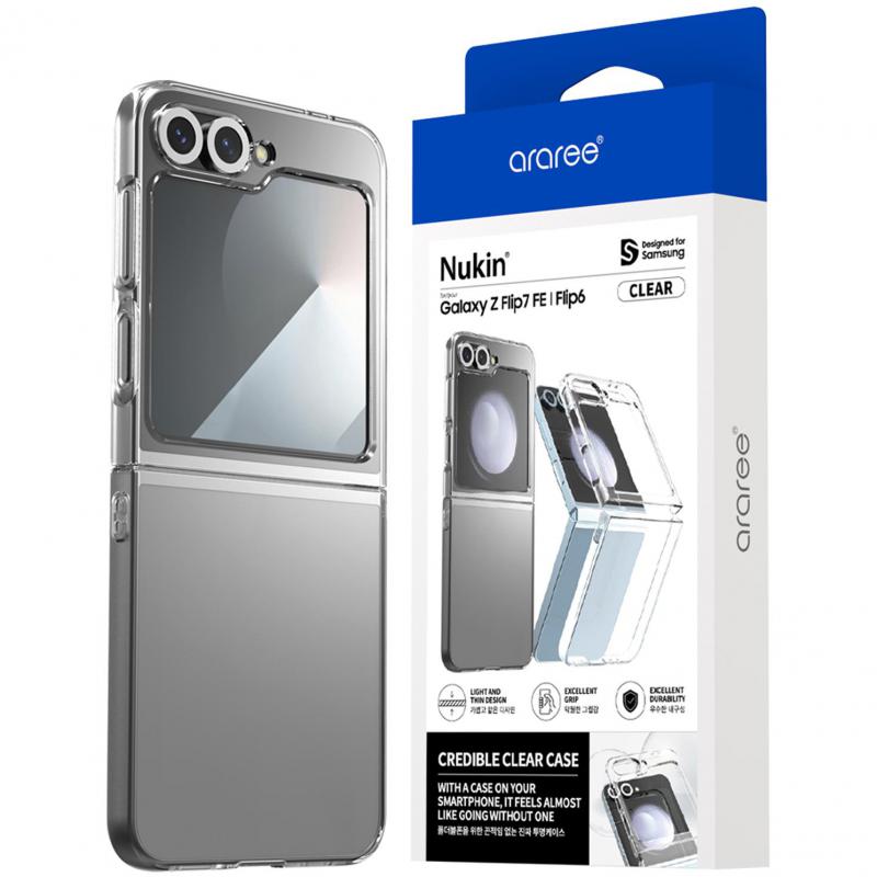 Araree Nukin Flip Cover Mobile Case, for Samsung Galaxy Z Flip7 FE/Galaxy Z Flip6, Clear