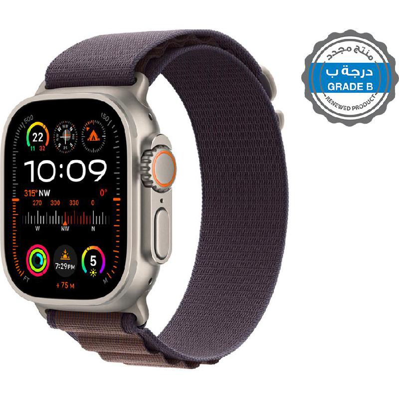Renewed Grade B Apple Watch Ultra 2, GPS + Cellular, eSIM Supported, Natural Titanium Case/Indigo Alpine Loop - Small
