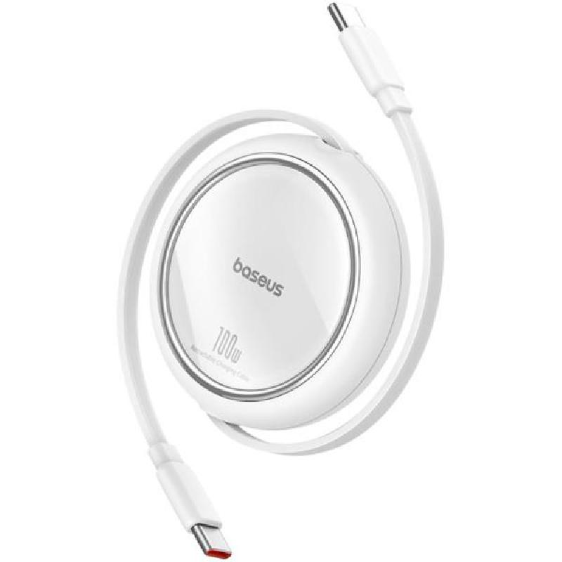 Baseus Free2Draw Mini Retractable USB-C to USB-C (100W) Sync & Charge Cable, 1.00 m ( 3.28 ft ), White