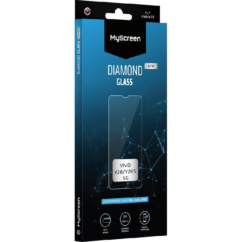 MyScreenPROTECTOR DIAMOND GLASS edge Lite Smartphone Screen Protector, for vivo Y28 5G/Y28s 5G, Full Glue, Black