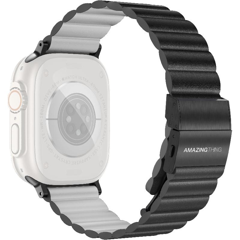 Amazing Thing Glamour Sense Leather Wrist Strap, for Watch Ultra 3/Watch Ultra 2/Watch Series 11 46/Watch Series 10 46, Sense Leather, Black