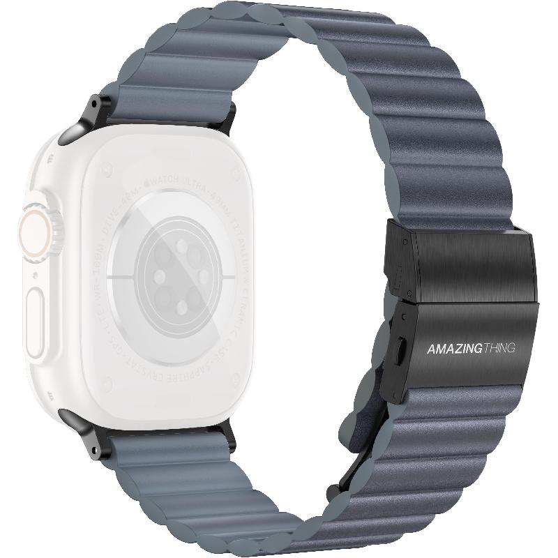 Amazing Thing Glamour Sense Leather Wrist Strap, for Watch Ultra 3/Watch Ultra 2/Watch Series 11 46/Watch Series 10 46, Sense Leather, Blue