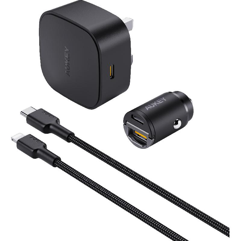 Aukey On-The-Go BUNDLE II Charging Bundle Smartphone Accessory Bundle, Universal, for Most Devices, Black