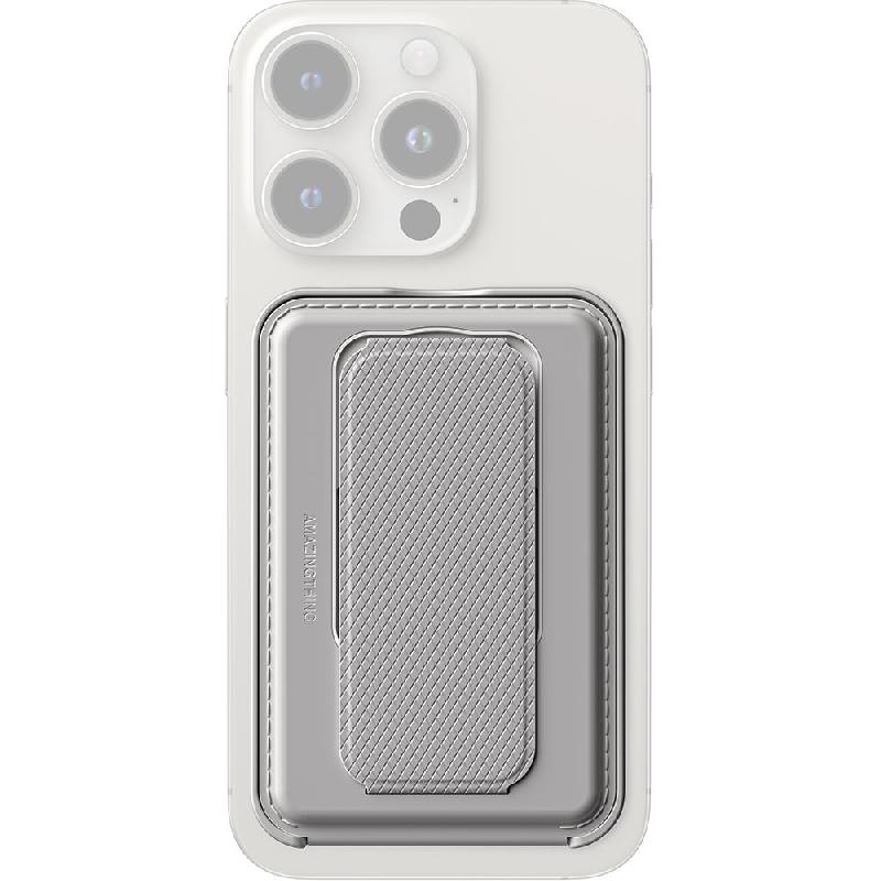 Amazing Thing Glamour Link MagSafe Hover Stand MagSafe Grip & Wallet, Universal, for Smartphone with MagSafe, Titan Grey