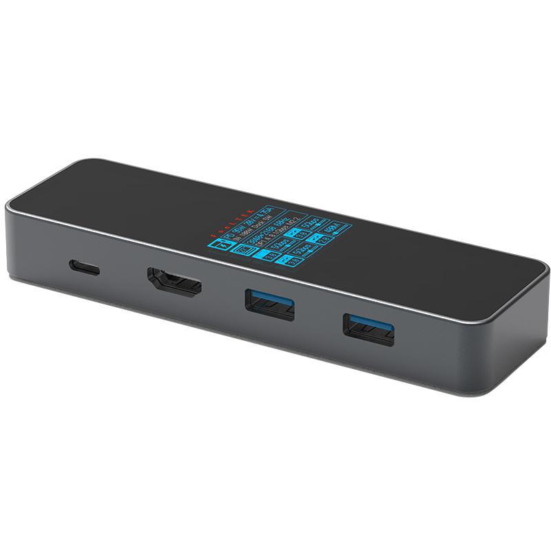 FeelTek Multi-port Station, USB-C (3.2), 6 Port (HDMI/2X USB-C/3X USB-A), Black/Grey