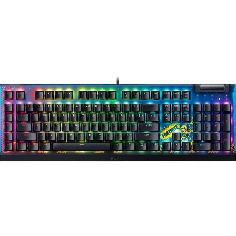 Razer BlackWidow V4 X Yellow Switch US-Layout Chroma RGB - Fortnite Edition Gaming Keyboard, Wired, for Laptop/Desktop Computer/Gaming Desktop Computer/CPU Windows OS, Black