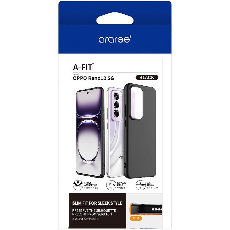 Araree A-Fit Back Cover Mobile Case, for OPPO Reno12 5G, Black — 2
