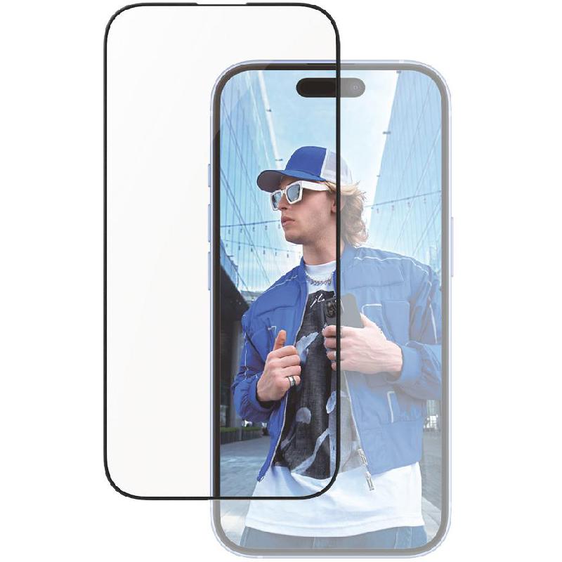 PanzerGlass Ultra-Wide Fit Aluminum Frame Smartphone Screen Protector, Tempered Glass, Exclusive Aluminum Frame, Clear, for iPhone 16